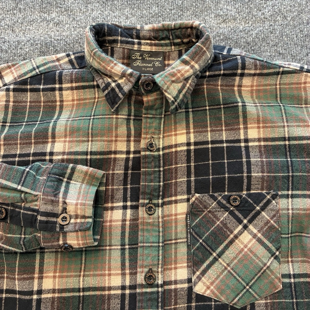 The Vermont Flannel Company Plaid Long Sleeve Button Shirt Mens XL Made in USA